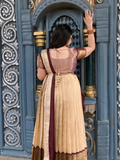 Golden Tissue Silk Brocade Pleated Gown with Saree Drape