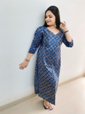 Soft Modal Silk Ajrakh A-Line Kurtis