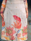 Ice blue multi colour appliqué work suit combo