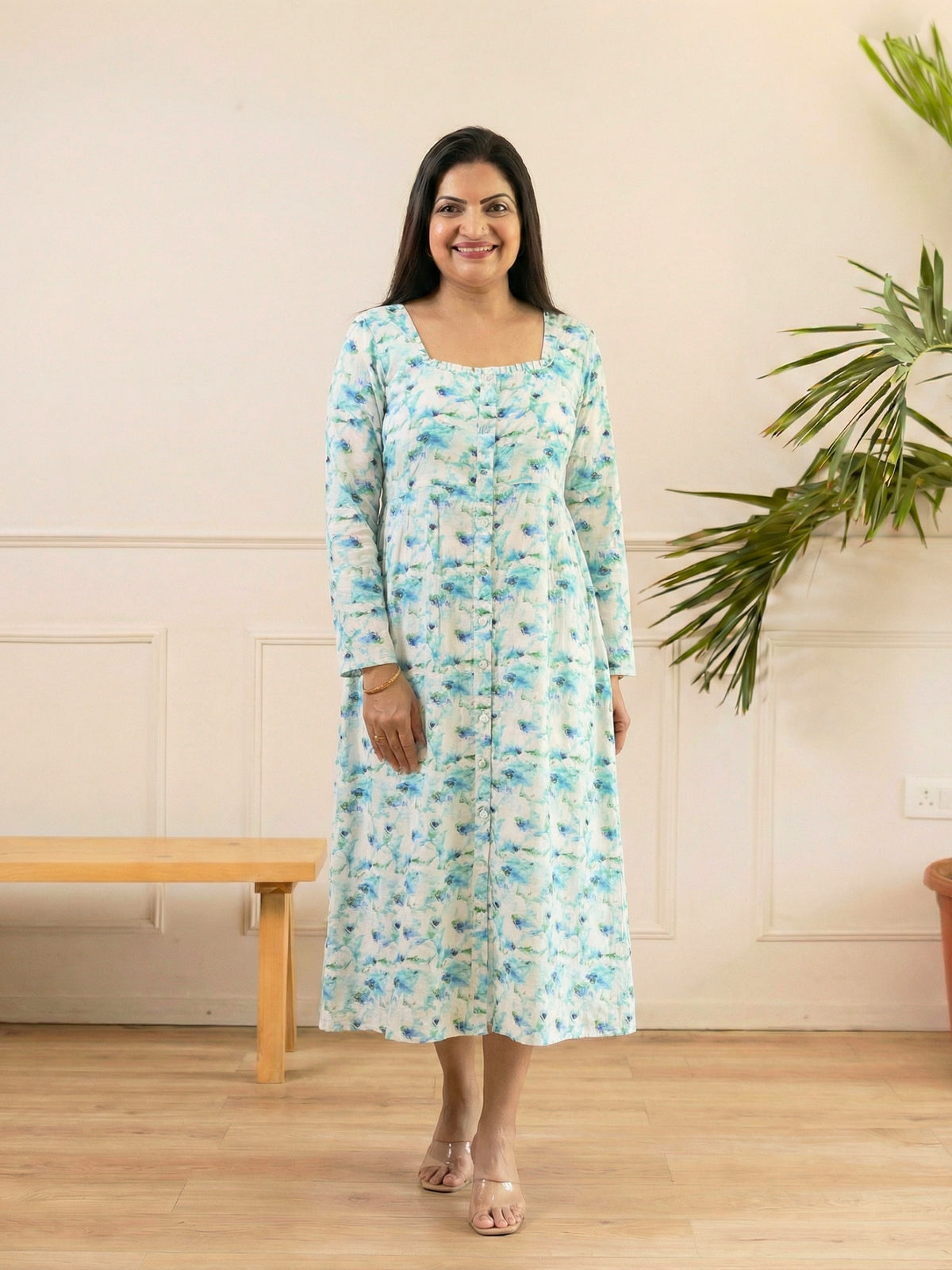 Blue Meadow Button-Down Dress