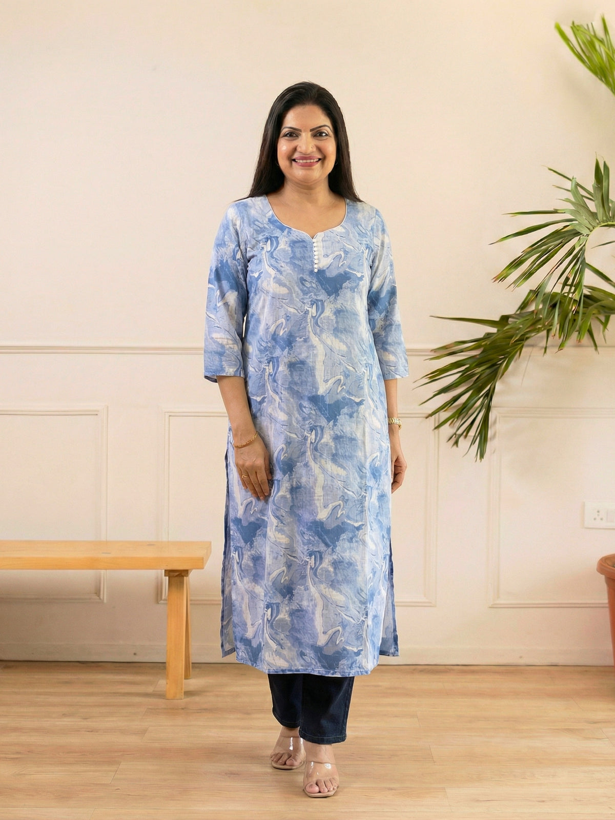 Blue Mist Marble Kurta
