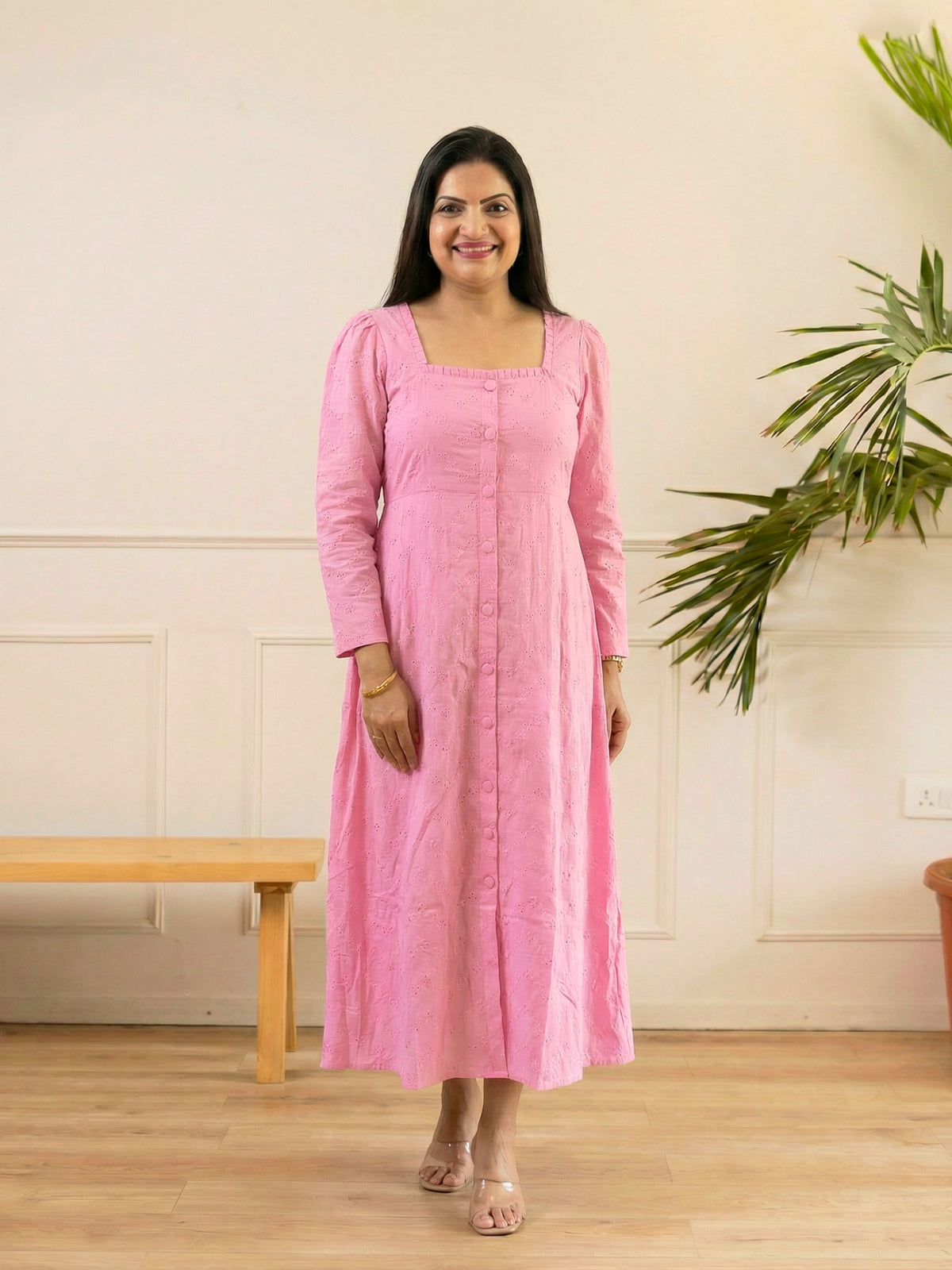 Blush Pink Buttoned Dress