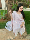 Karachi lace borders soft cotton, suit combo in lilac