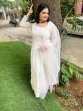 Pure Lucknowi Chikankari Anarkali in Off-White