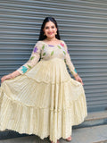 Ivory fully pleated Gown Dress