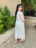 Pure White Mul Chiffon Embroidery Dress