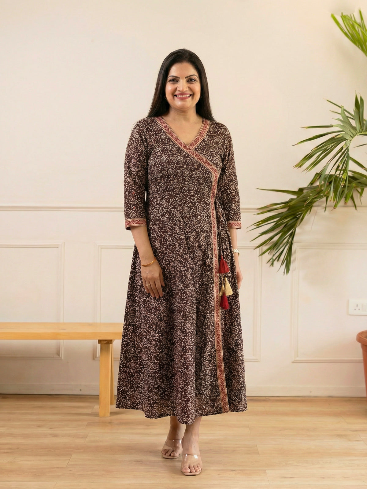 Tassel Embellished Wrap Dress
