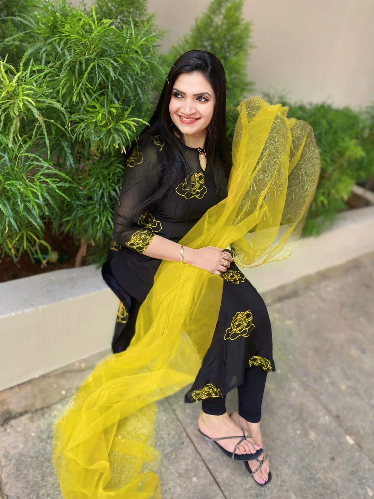 Floral Elegance Organza Embroidered Suit Set