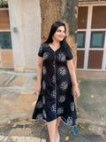 Midnight Bloom Black Rayon Hi-Low Dress