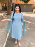 Misty Blue Embroidered Suit