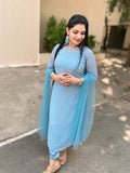 Misty Blue Embroidered Suit