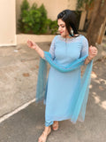 Misty Blue Embroidered Suit