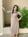 Mocha Mist Embroidered Georgette Kurti