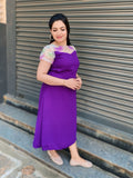 Royal Amethyst Pearl Elegance Georgette Dress