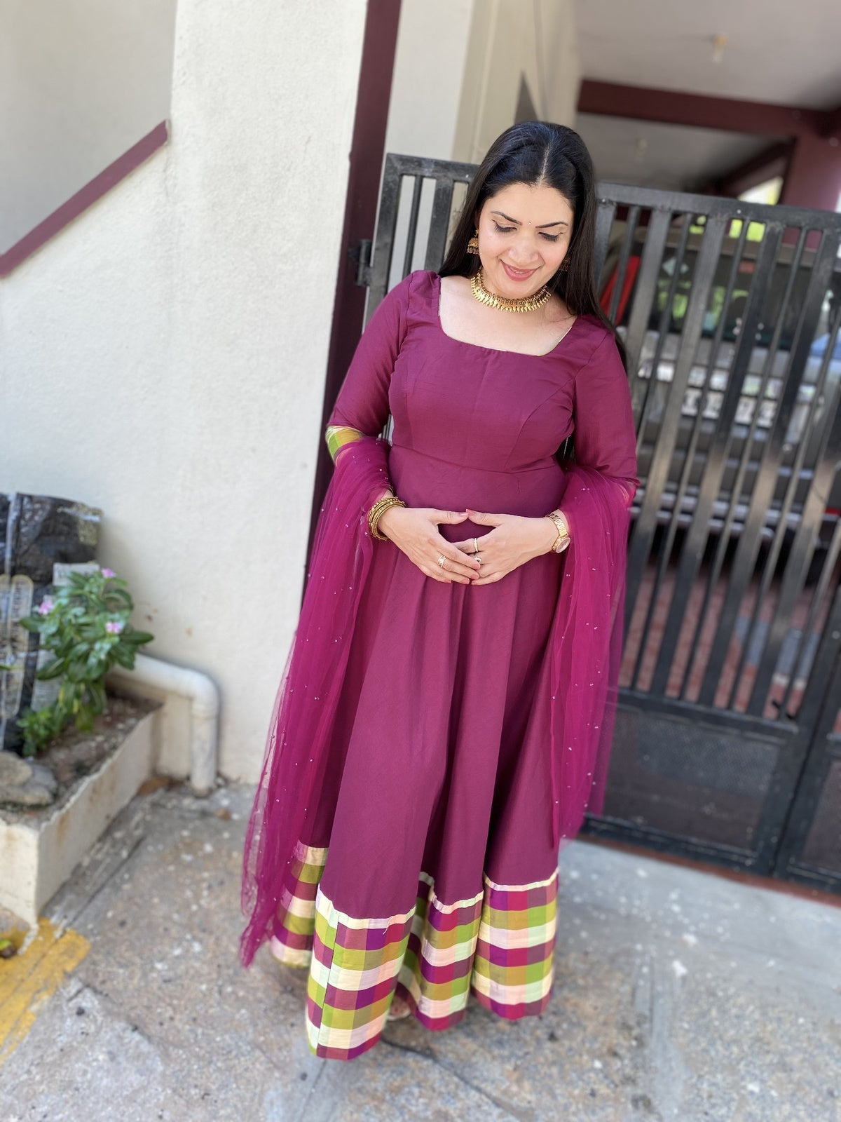 Grape Vine Elegance Soft Silk Anarkali