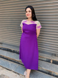 Royal Amethyst Pearl Elegance Georgette Dress